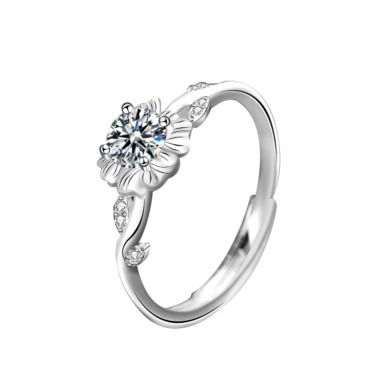 Nhẫn bạc nữ đính kim cương Moissanite